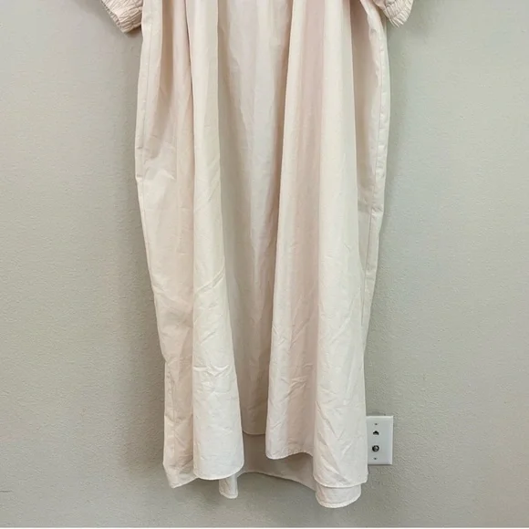 NAP Cream Tie Back Short Puff Sleeves Poplin Oversized Maxi Dress Size Small - Picture 8 of 12